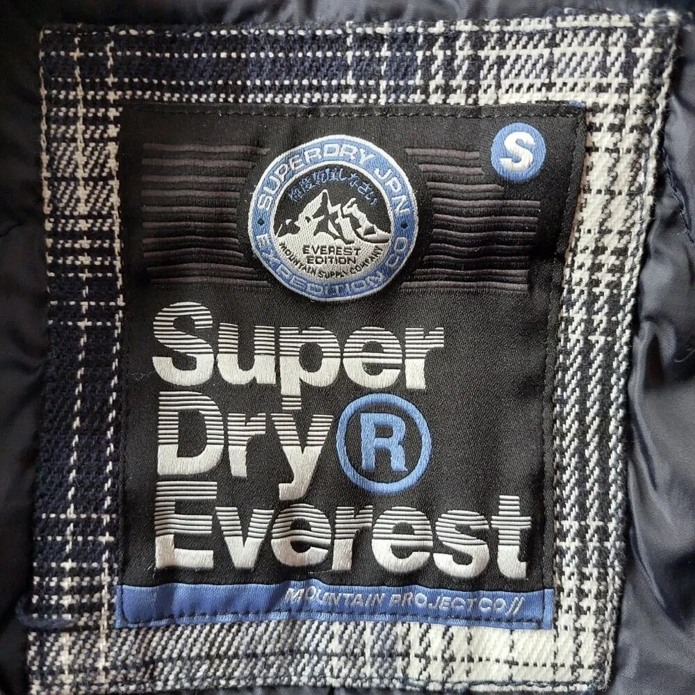 Superdry Everest Edition Plaid Hooded Shirt Jacket Men's S Blue Flannel - Picture 5 of 10